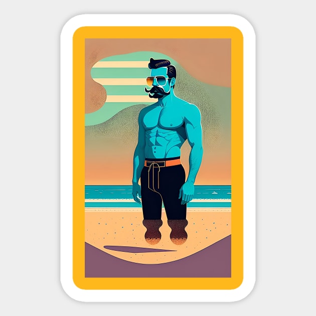 Beach Man Sticker by ArtBeatsGallery